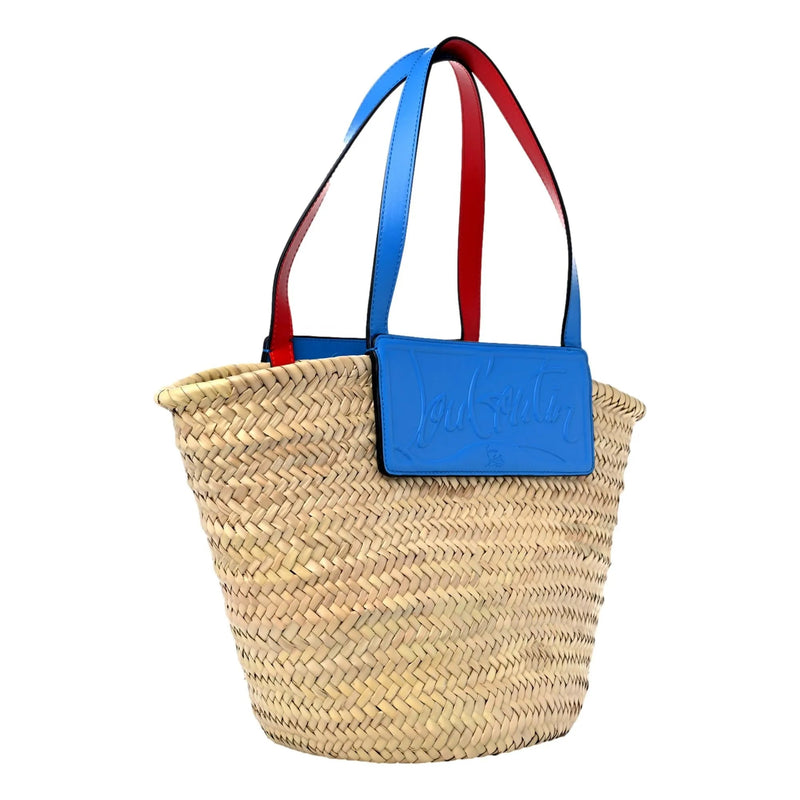 Christian Louboutin Loubishore Blue Woven Raffia Large Tote Bag - Handbags - Clayton's Online Store