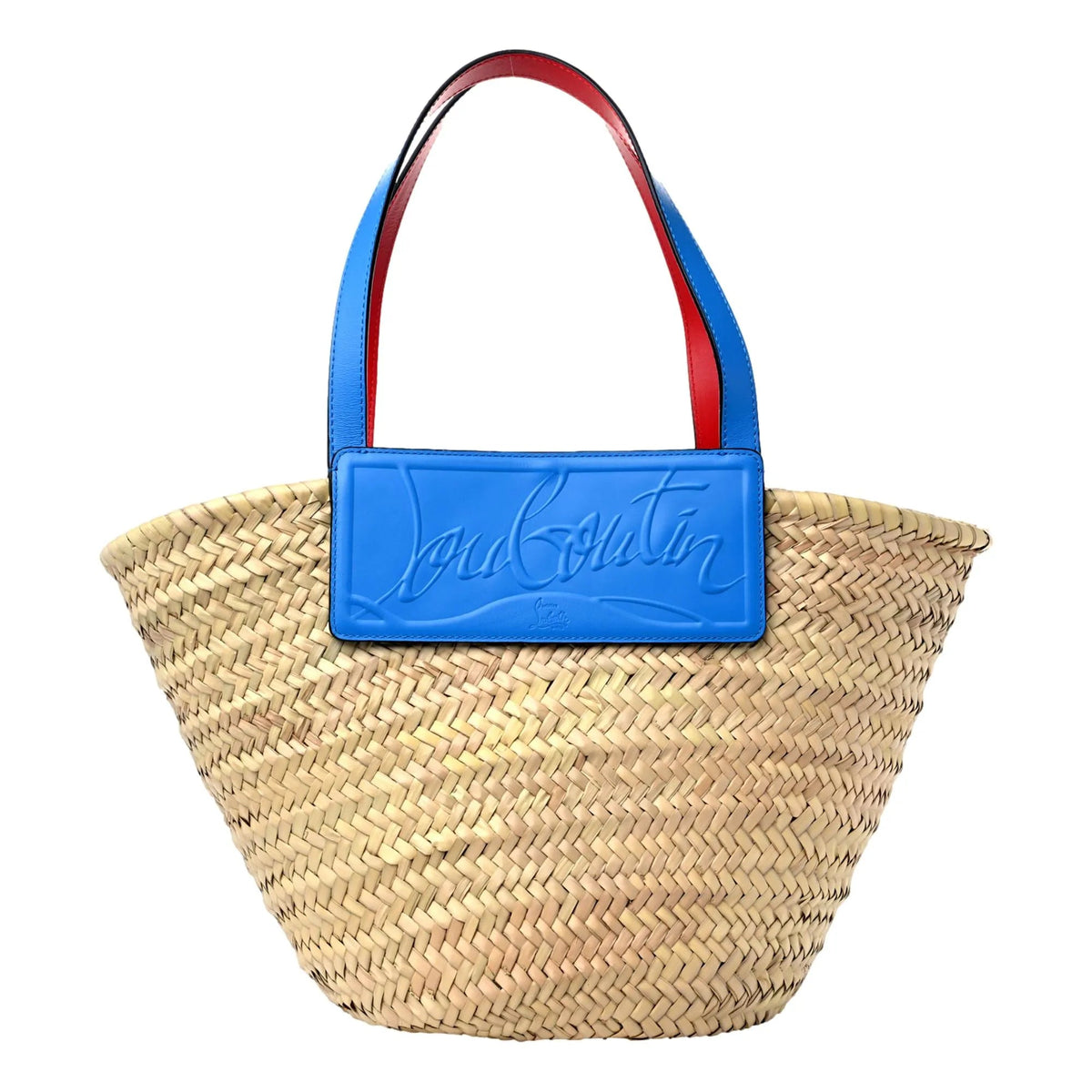 Christian Louboutin Loubishore Blue Woven Raffia Large Tote Bag - Handbags - Clayton's Online Store