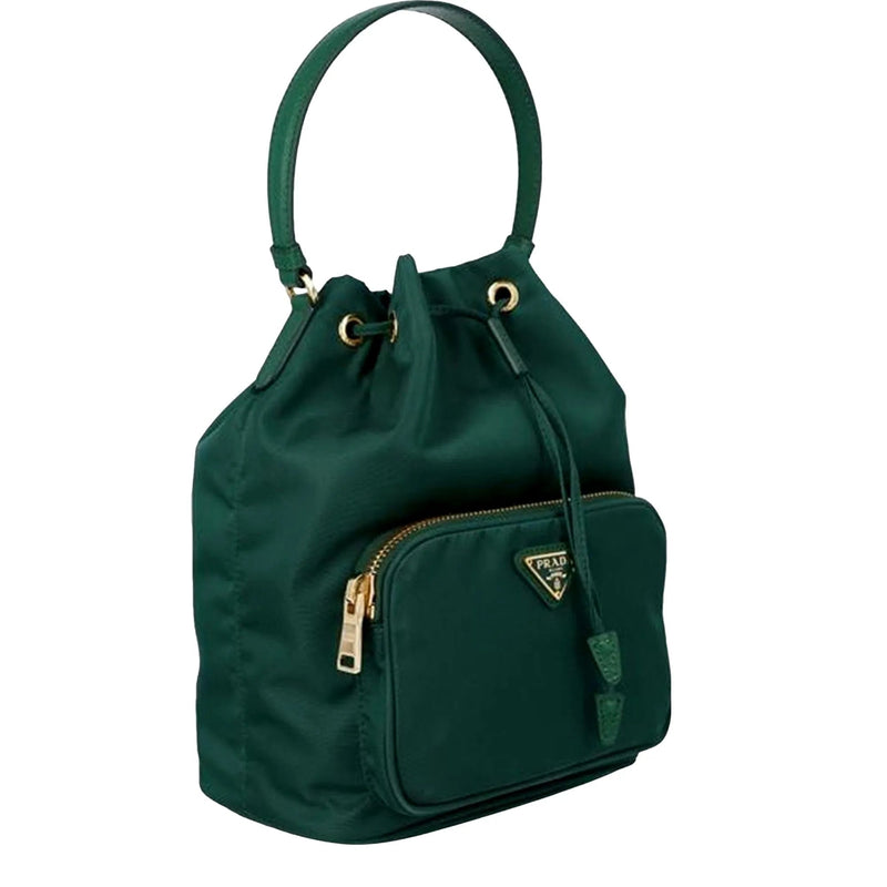 Dark Green Nylon Prada Duet Bucket Bag - Handbags - Clayton's Online Store