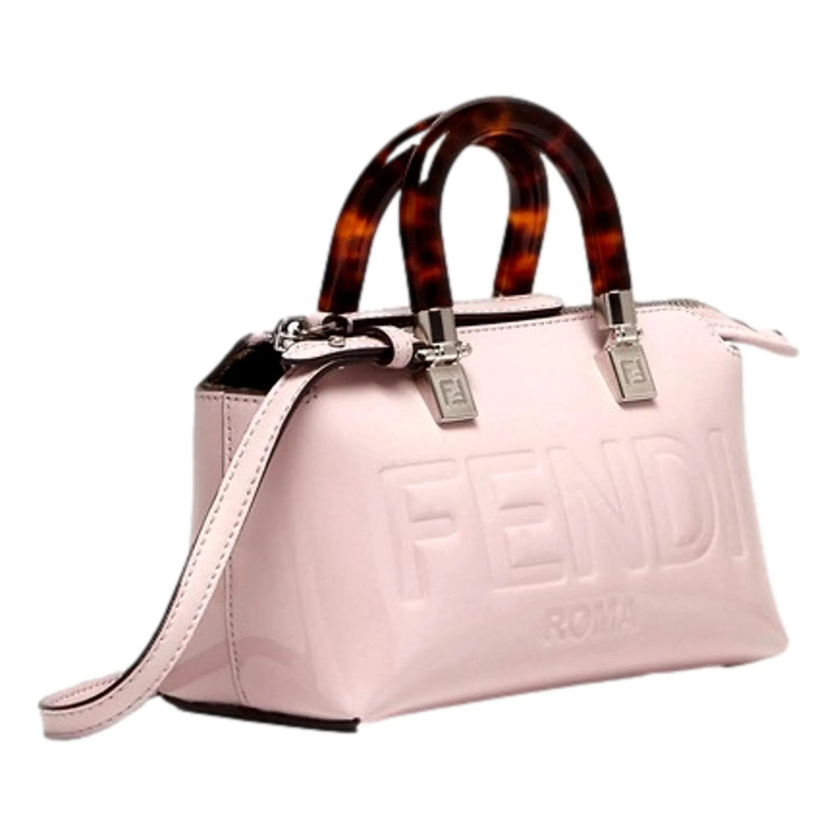 Fendi By The Way Mini Bag Boston Small Bag in Light Pink Patent Leather - Handbags - Clayton's Online Store