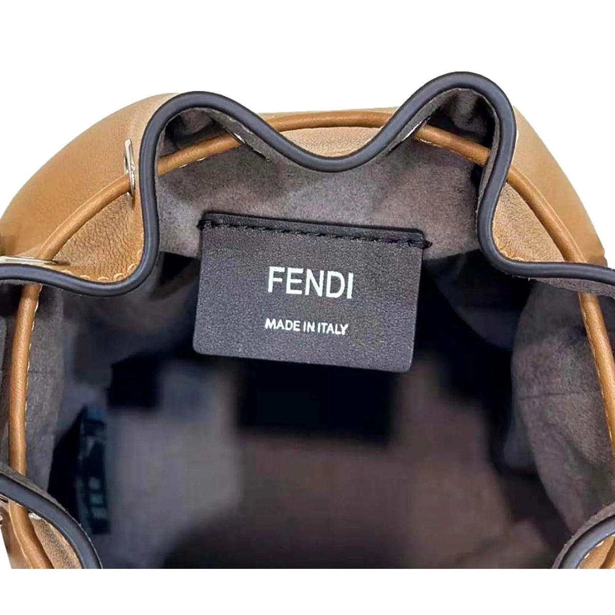 FENDI Calfskin F is 3D Flower Mini Mon Tresor Bucket Bag Brown Tan - Handbags - Clayton's Online Store