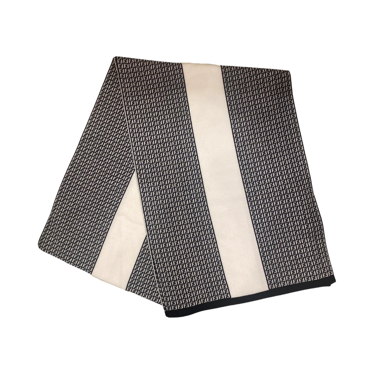 Fendi FF Print Nero and Bianco Knitted Wool Scarf - Scarves and Shawls - Clayton's Online Store