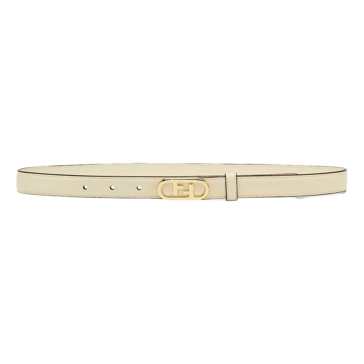 Fendi O'Lock Ivory Leather Skinny Belt Size 90 - Belts - Clayton's Online Store