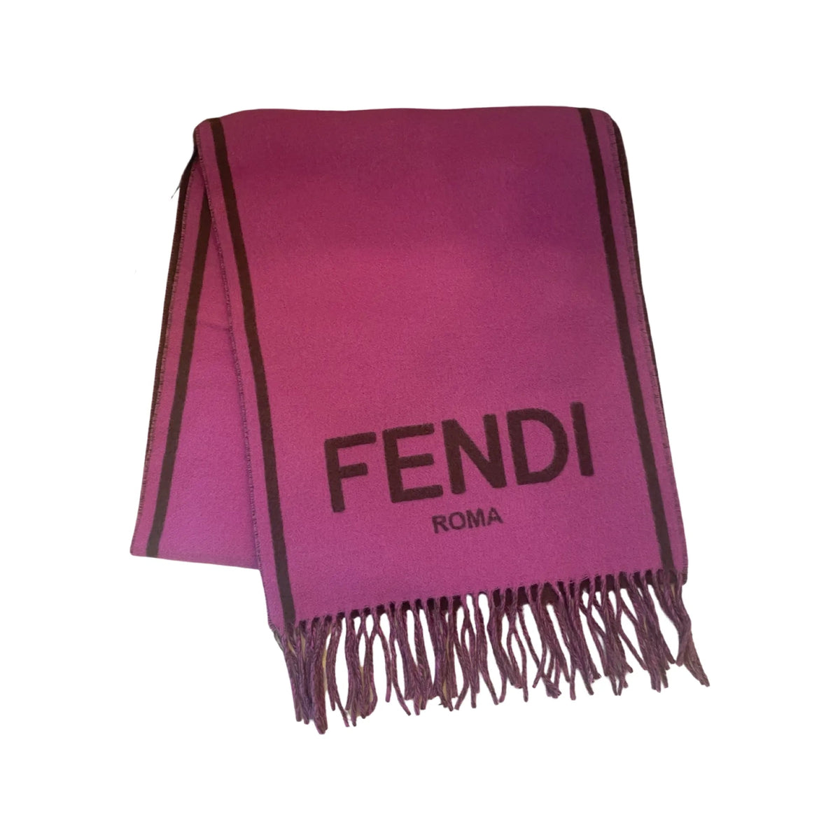 Fendi Roma Cashmere Scarf Purple Grey Logo - Scarves and Shawls - Clayton's Online Store