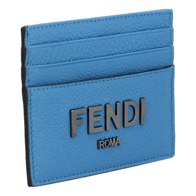 Fendi Signature Fiordaliso Blue Grained Leather Card Case Wallet - Wallets - Clayton's Online Store