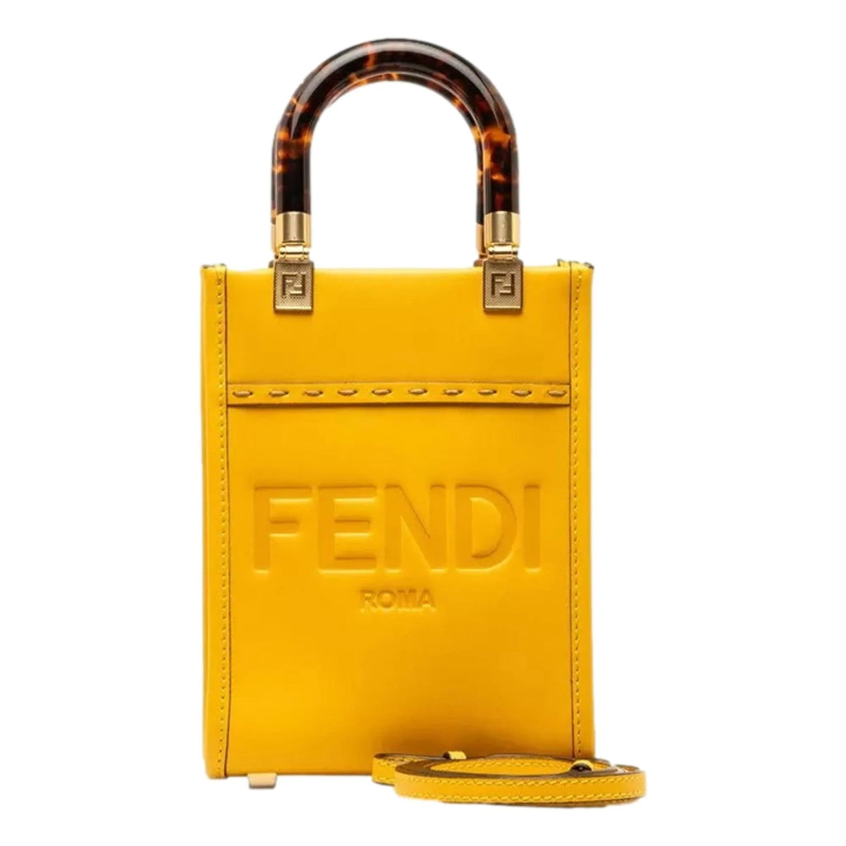 Fendi Sunshine Shopper Mimosa Yellow Small Handbag Crossbody Bag - Handbags - Clayton's Online Store