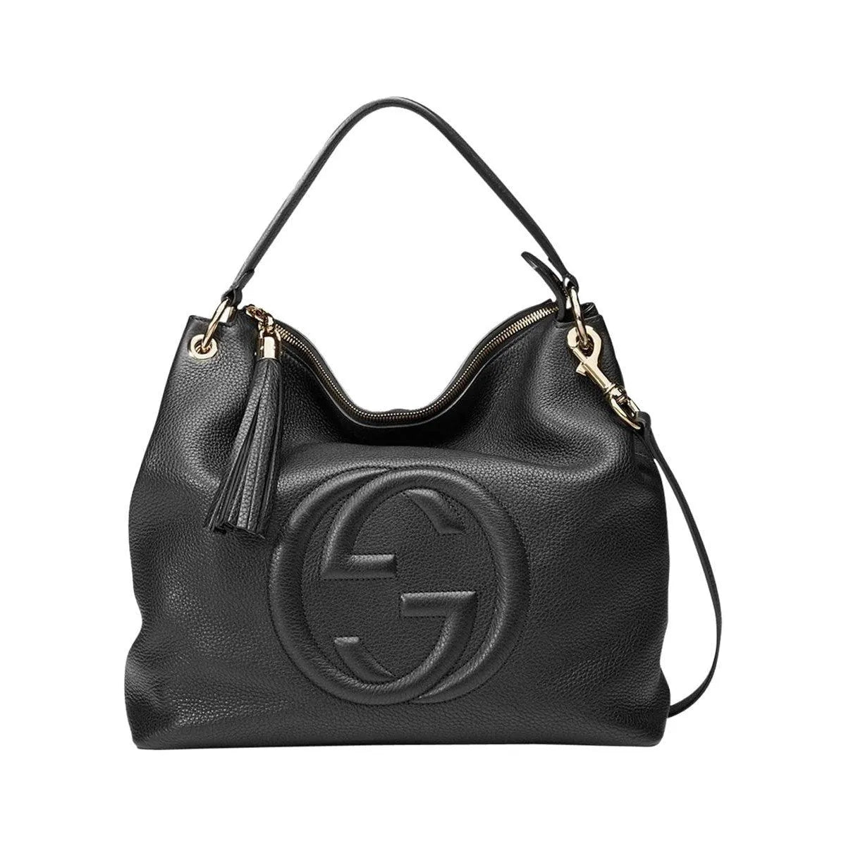 Gucci Black GG Disco Soho Leather Convertible Hobo Shoulder Bag - Handbags - Clayton's Online Store