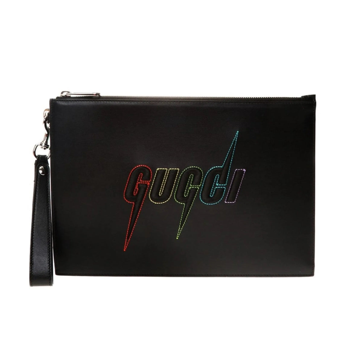 Gucci Blade Embroidered Black Leather Pouch Wristlet Bag - Handbags - Clayton's Online Store