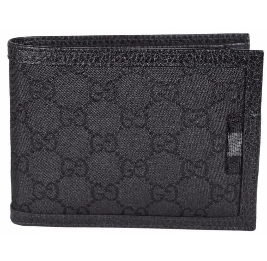 Gucci Men's Black Nylon GG Web Tab Trifold Passcase ID Wallet 217044 - Wallets - Clayton's Online Store