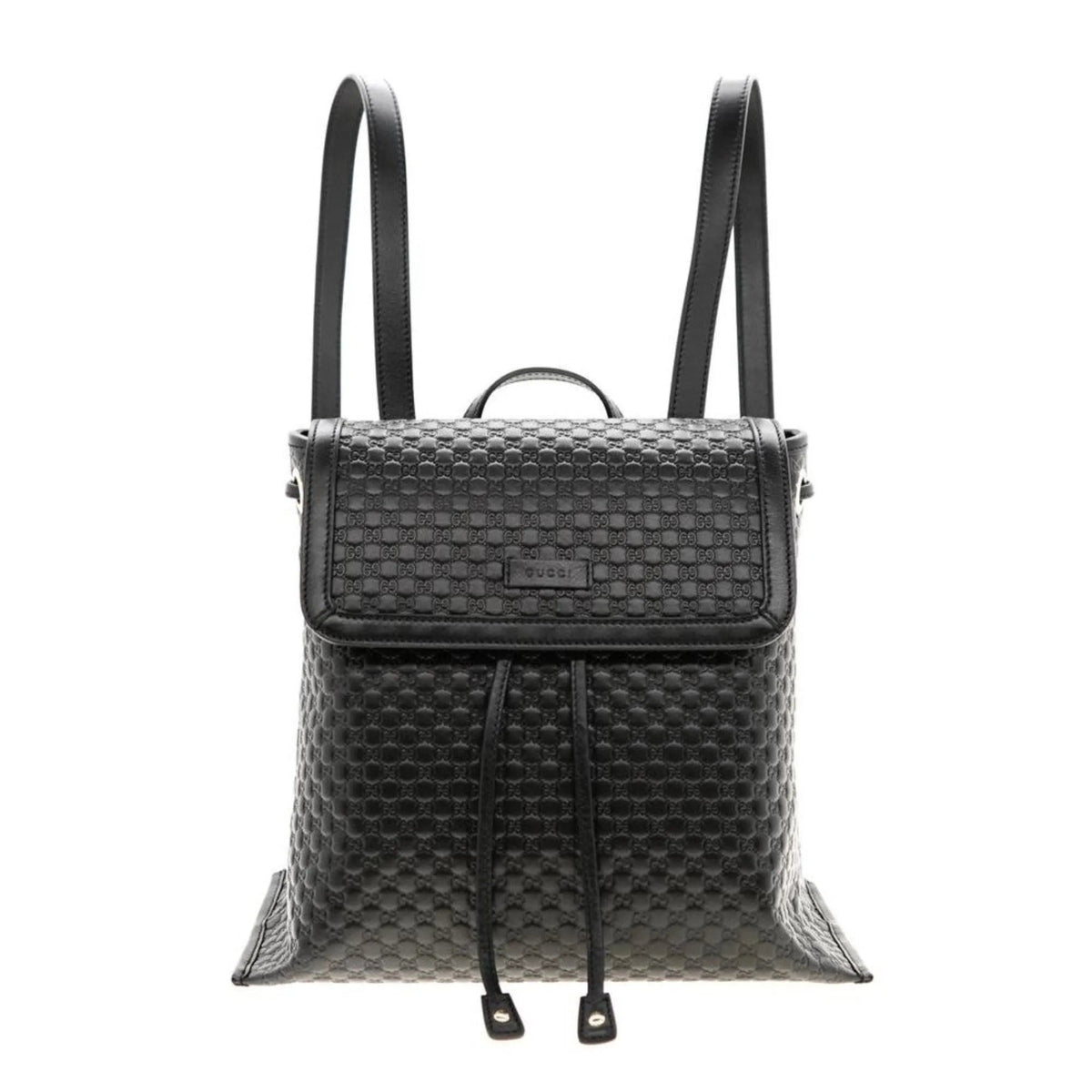 Gucci Microguccisima Black Leather Drawstring Backpack - Handbags - Clayton's Online Store