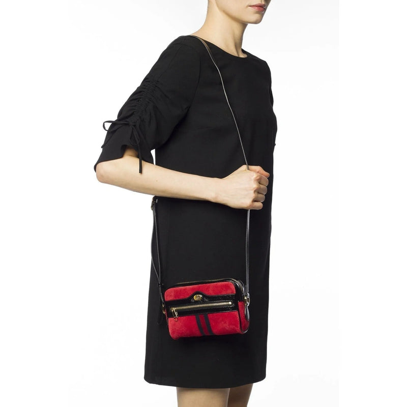 Gucci Ophidia Red Suede Patent Web Mini Shoulder Bag - Handbags - Clayton's Online Store