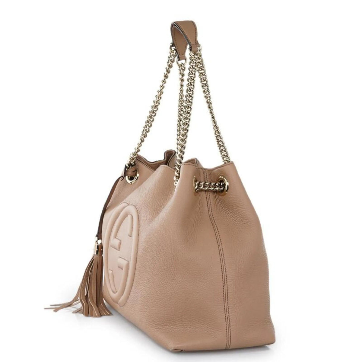 Gucci Soho Camelia Beige Cellarius GG Logo Leather Chain Tote Bag - Handbags - Clayton's Online Store