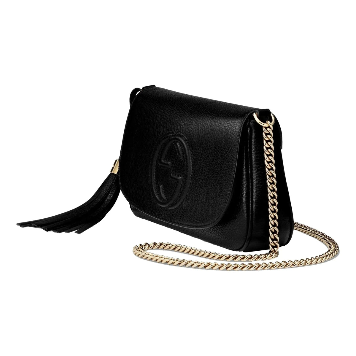 Gucci Soho Disco GG Black Calf Leather Tassel Chain Crossbody Bag Pre - owned - Handbags - Clayton's Online Store