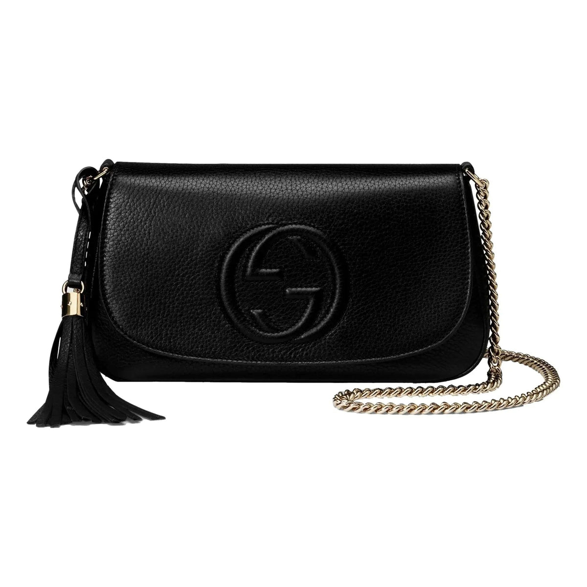 Gucci Soho Disco GG Black Calf Leather Tassel Chain Crossbody Bag Pre - owned - Handbags - Clayton's Online Store