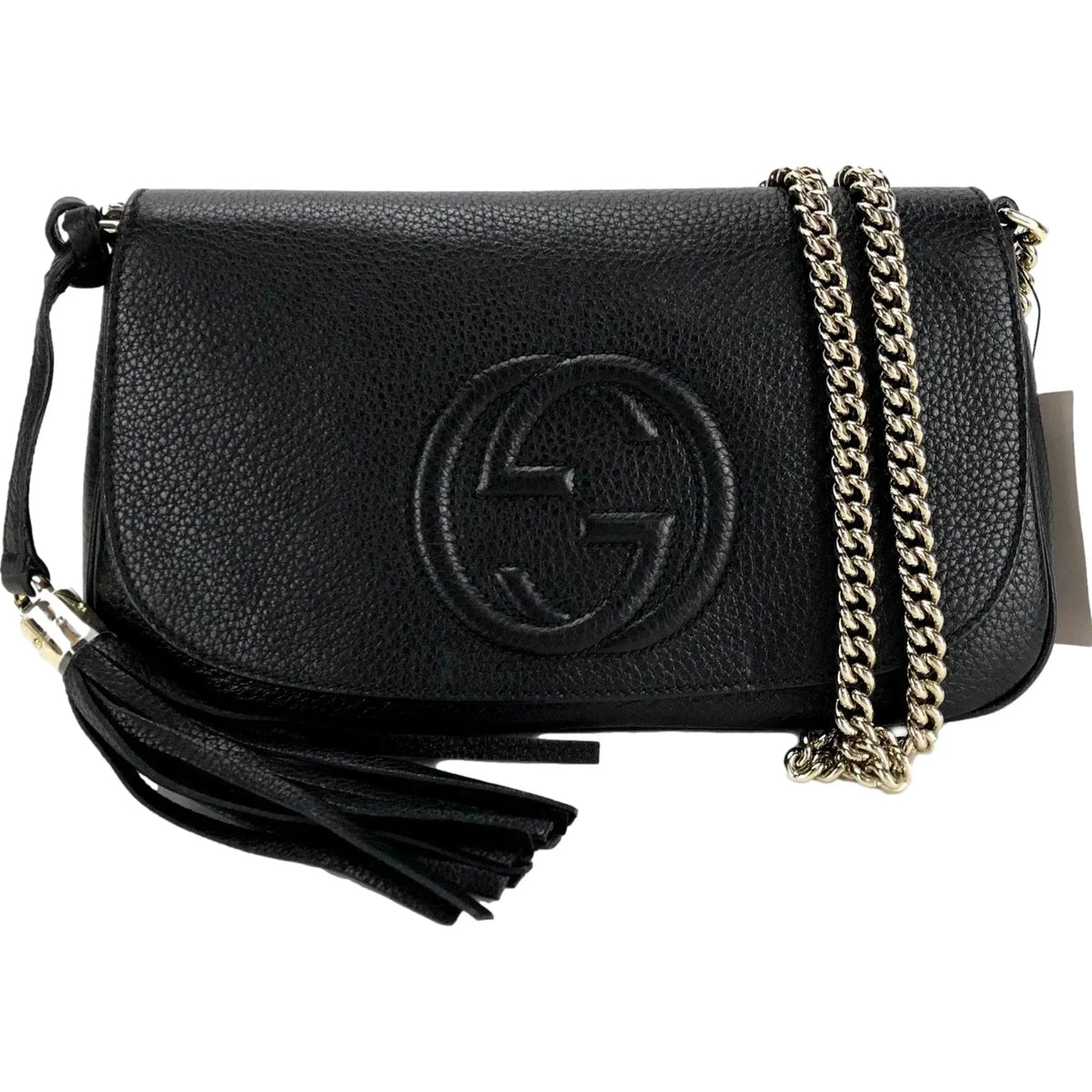 Gucci Soho Disco GG Black Calf Leather Tassel Chain Crossbody Bag Pre - owned - Handbags - Clayton's Online Store