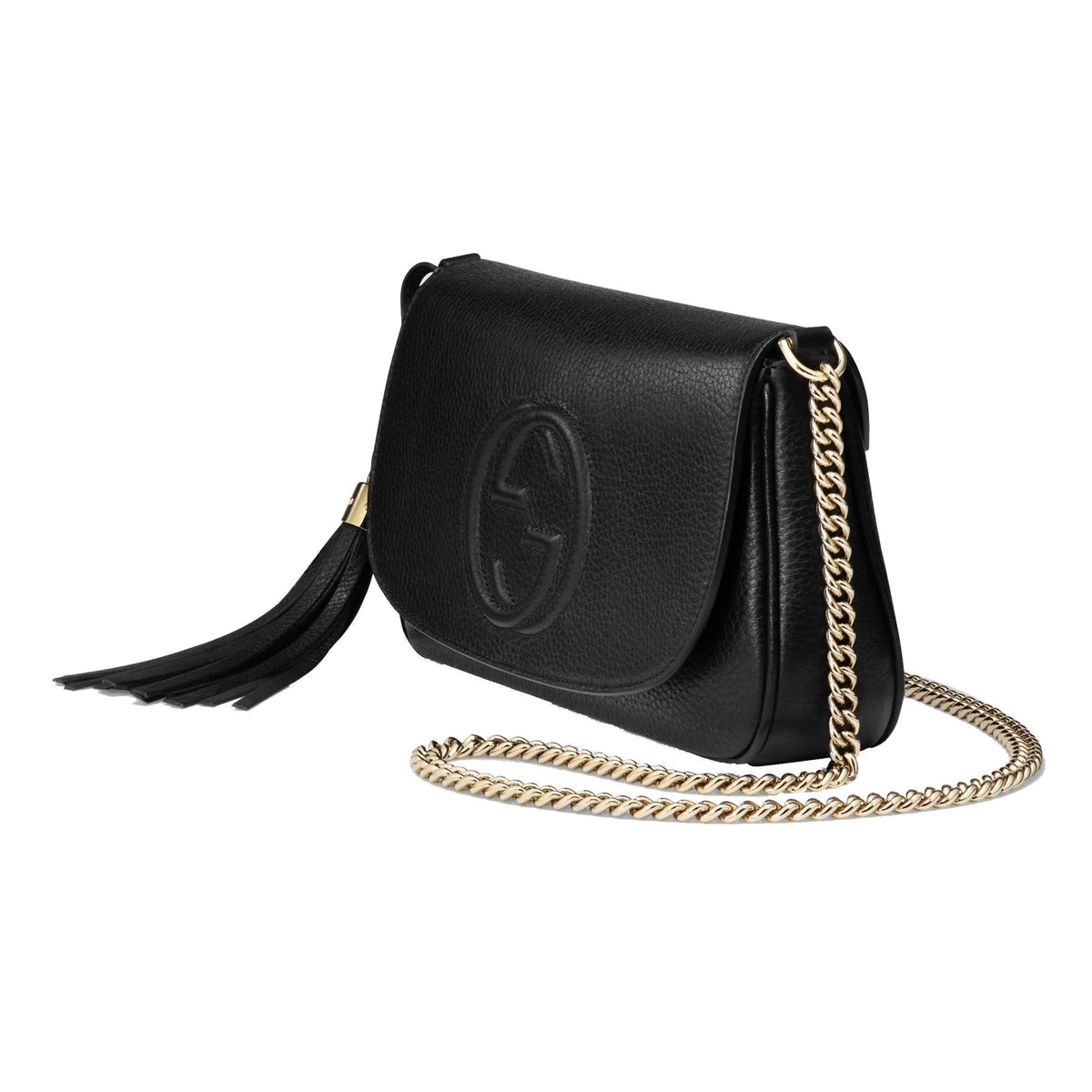 Gucci Soho Disco GG Black Calf Leather Tassel Chain Crossbody Bag - Handbags - Clayton's Online Store