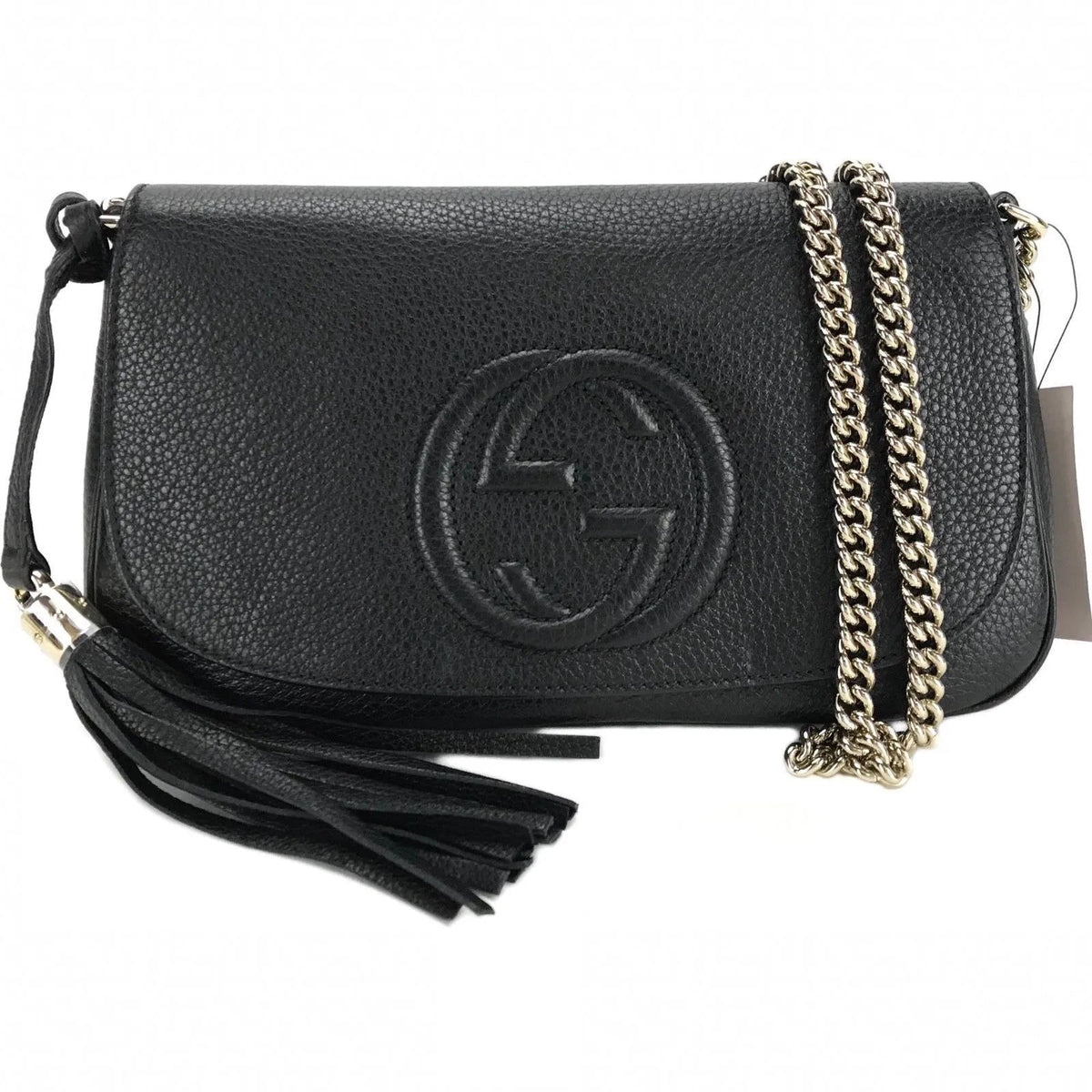 Gucci Soho Disco GG Black Calf Leather Tassel Chain Crossbody Bag - Handbags - Clayton's Online Store