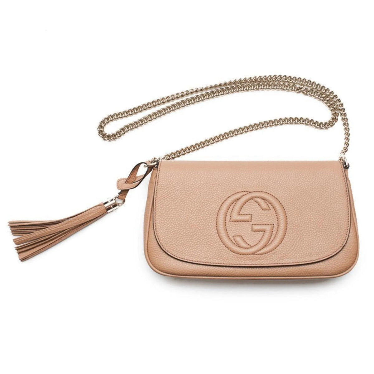 Gucci Soho Disco GG Camelia Beige Tassel Chain Crossbody Bag - Handbags - Clayton's Online Store