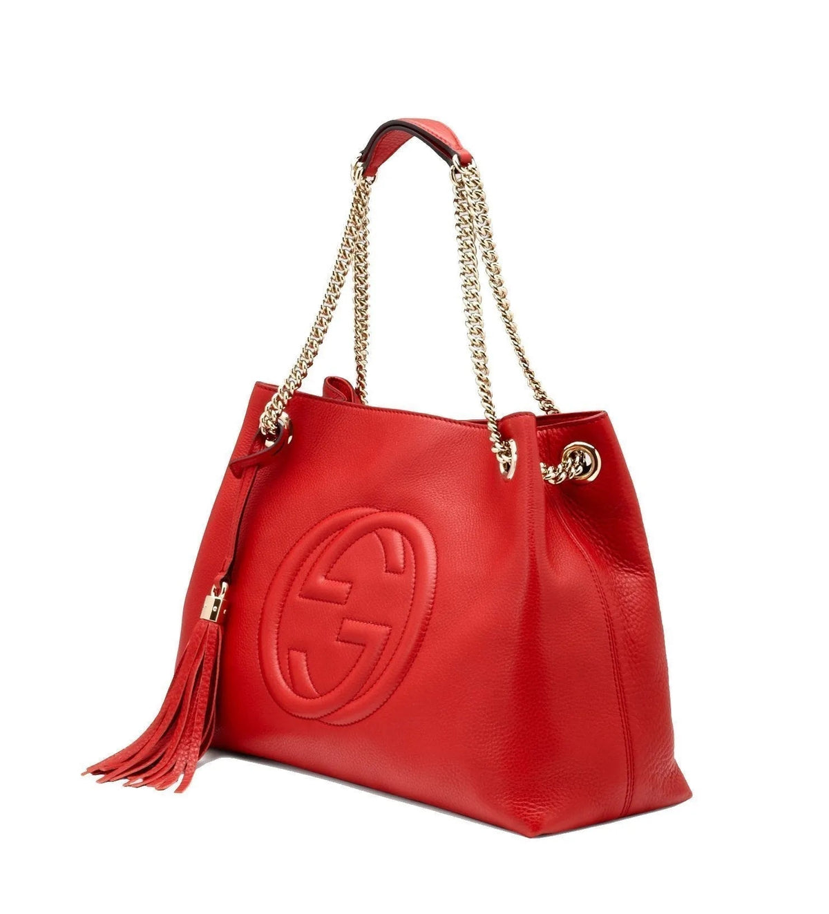 Gucci Soho Red Cellarius GG Logo Leather Chain Tote Bag - Handbags - Clayton's Online Store