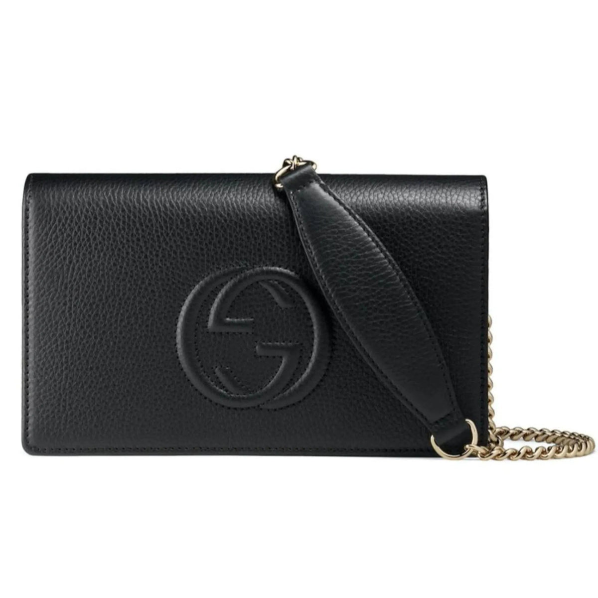 Gucci Soho Wallet on Chain Black Leather Cross Body Clutch Bag - Handbags - Clayton's Online Store