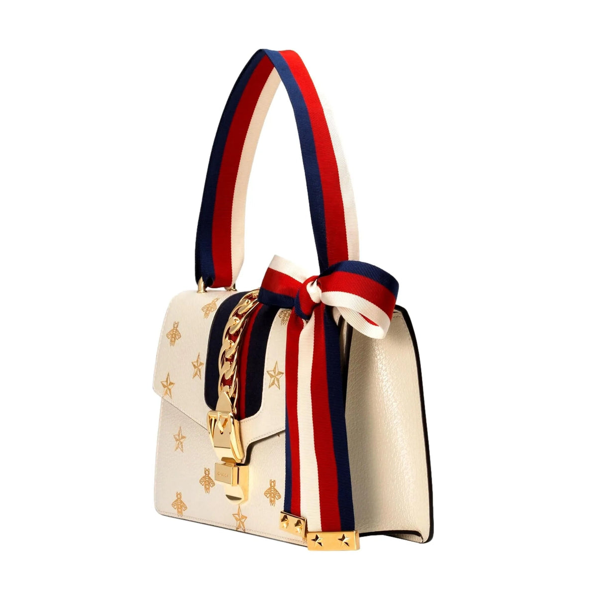 Gucci Sylvie Bee Star Ivory Leather Shoulder Bag - Handbags - Clayton's Online Store