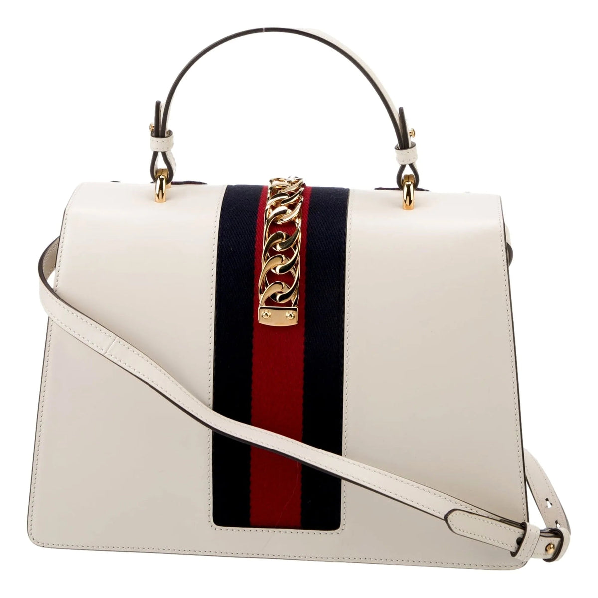 Gucci Sylvie Embroidered Off White Medium Top Handle Bag - Handbags - Clayton's Online Store