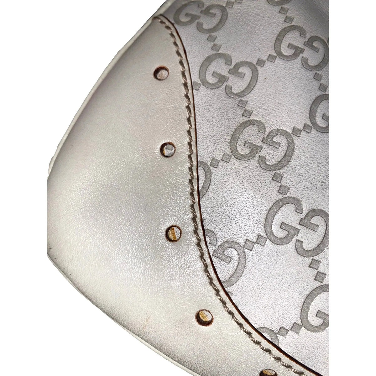 Gucci White Guccissima Leather Punch Hobo - Handbags - Clayton's Online Store