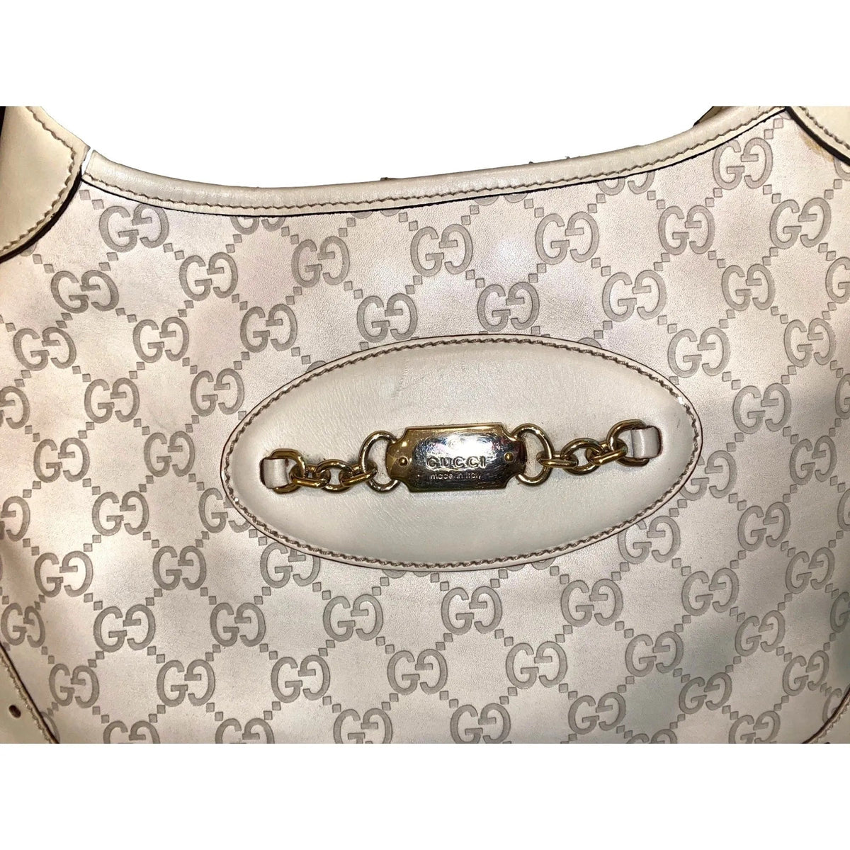 Gucci White Guccissima Leather Punch Hobo - Handbags - Clayton's Online Store