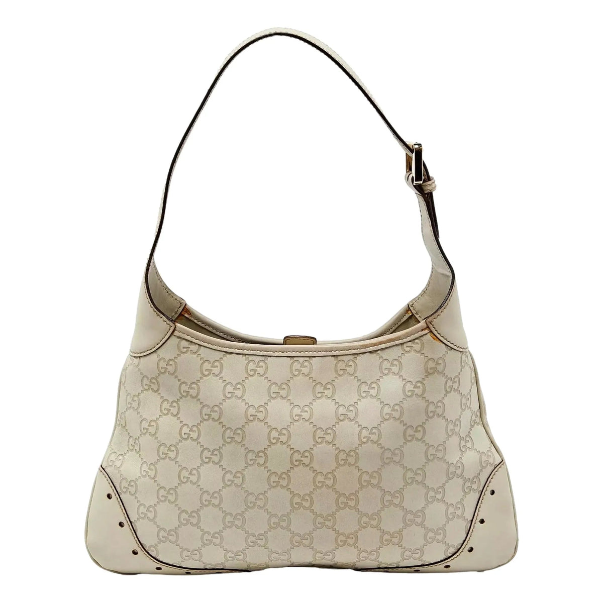 Gucci White Guccissima Leather Punch Hobo - Handbags - Clayton's Online Store