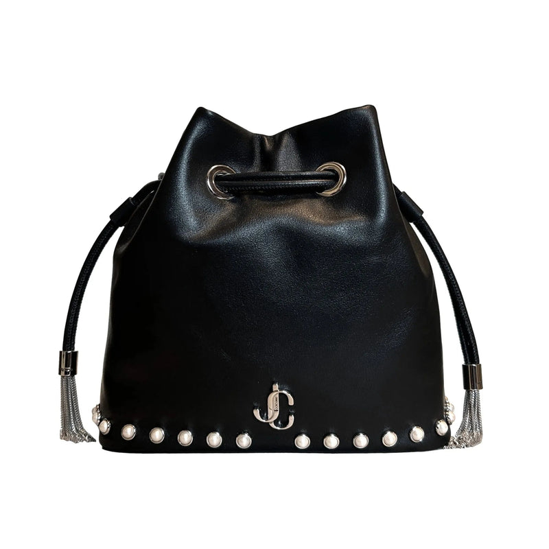 Jimmy Choo Marcheline Pearl Small Bucket Crossbody Bag Black - Handbags - Clayton's Online Store