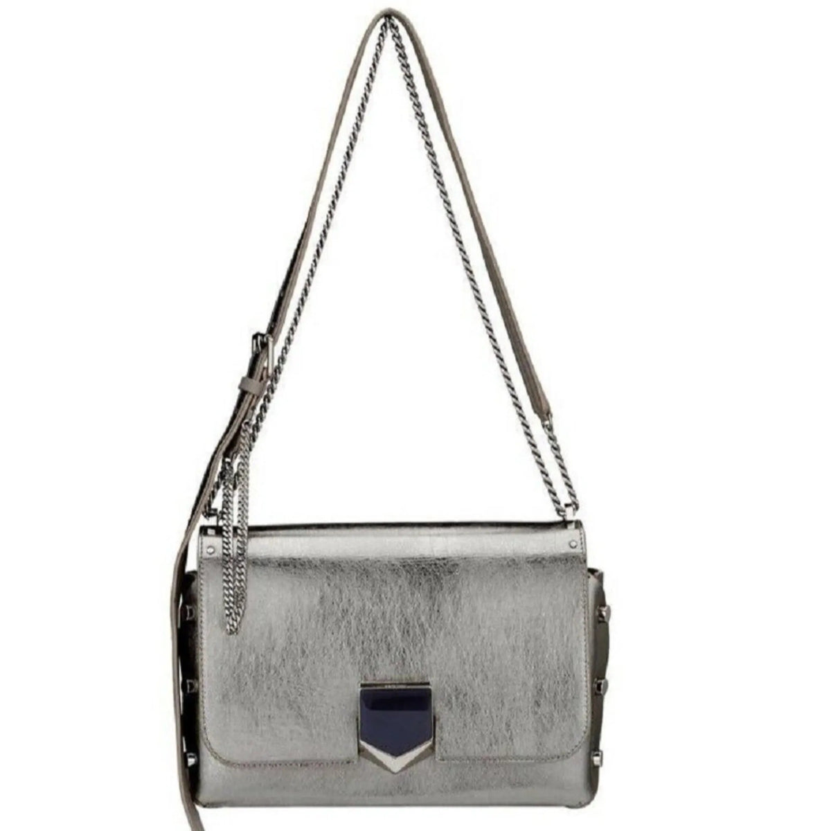 Jimmy Choo Metallic Silver Lockett Crossbody Shoulder Bag - Handbags - Clayton's Online Store