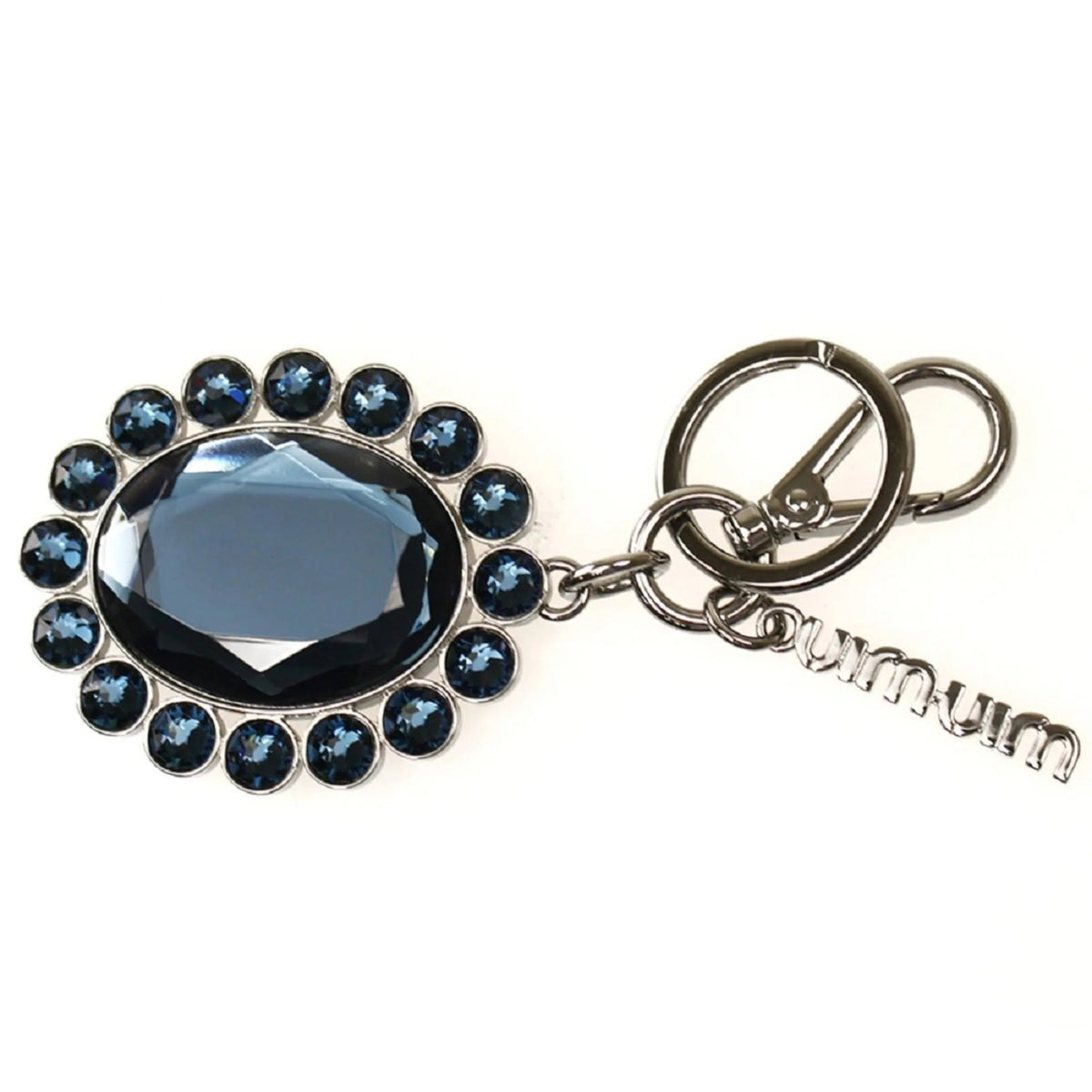 Miu Miu Trick Key Chain Ring Bag Charm Crystal Rhinestone Dark Blue - Keychains - Clayton's Online Store