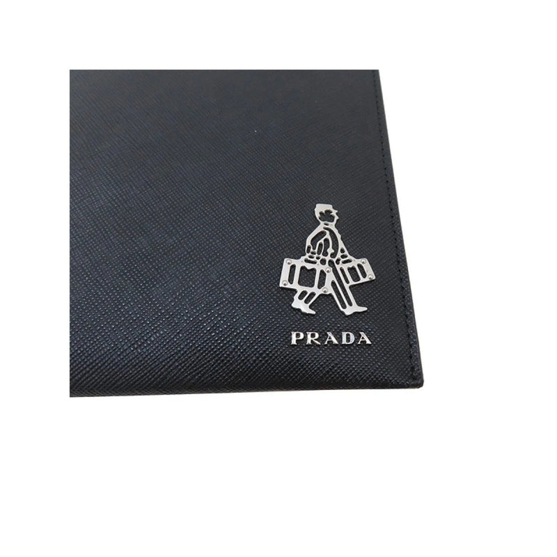 Prada Black Saffiano Voyage Leather Clutch Document Holder - Handbags - Clayton's Online Store