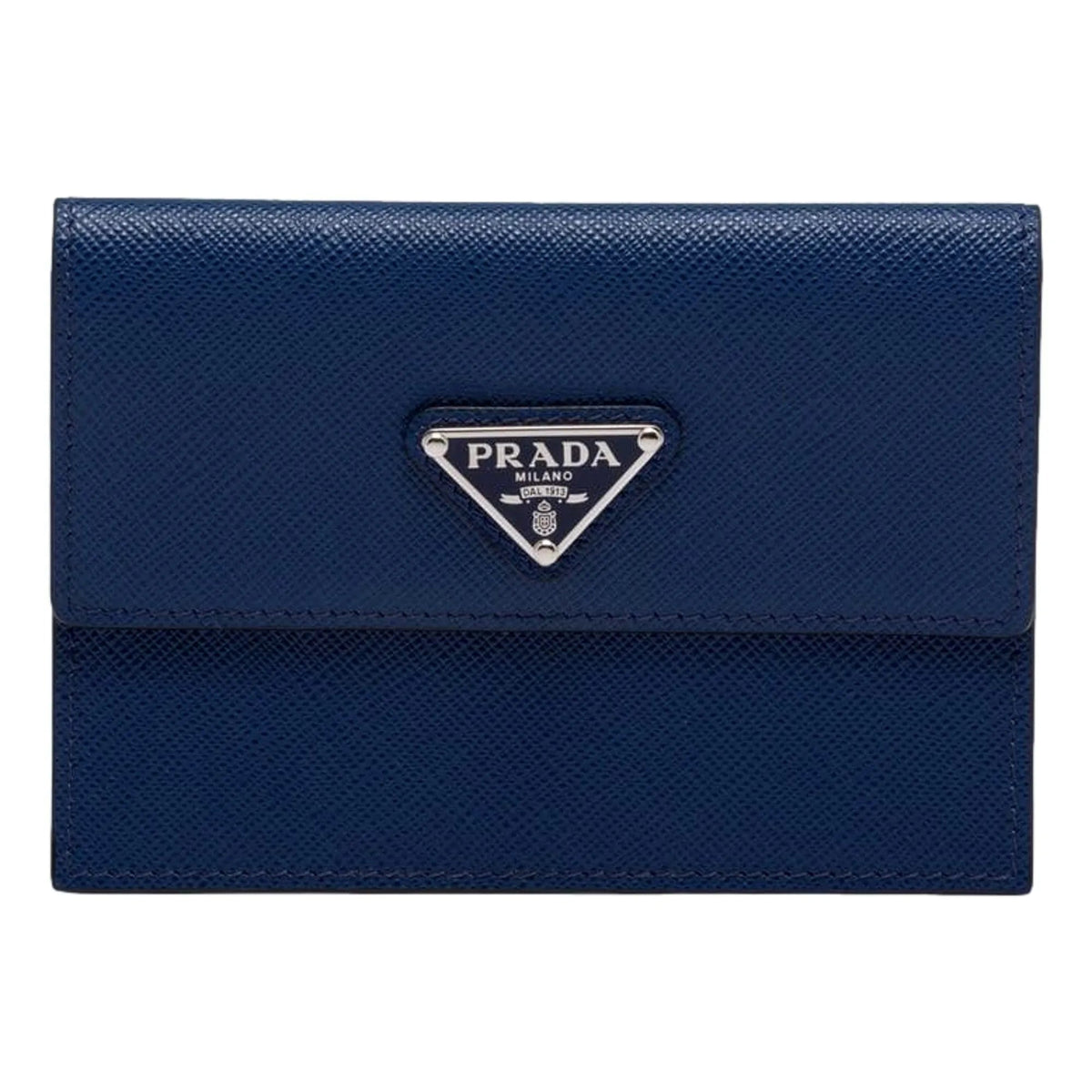 Prada Blue Saffiano Triangle Logo Card Holder Wallet - Wallets - Clayton's Online Store