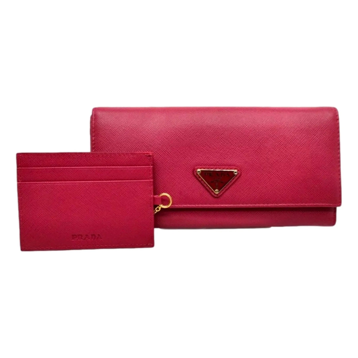 Prada Continental Flap Wallet With Detachable Chain Card Case Peonia Pink - Wallets - Clayton's Online Store