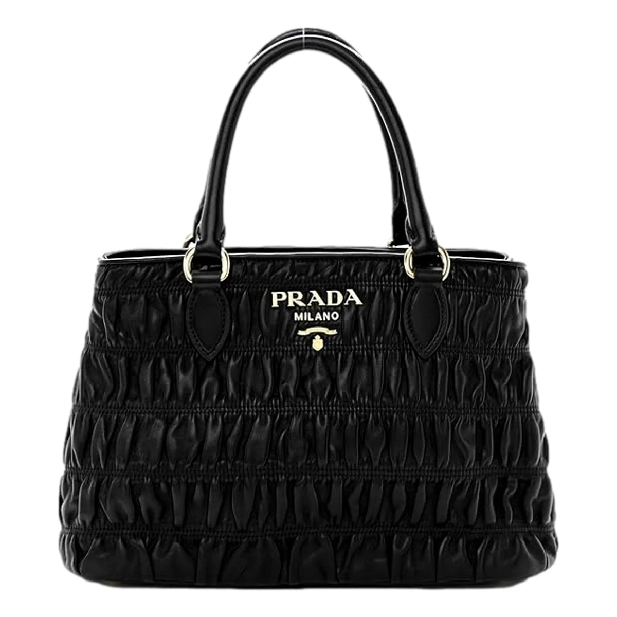 Prada Nappa Leather Gaufre Shopping Satchel Black - Handbags - Clayton's Online Store