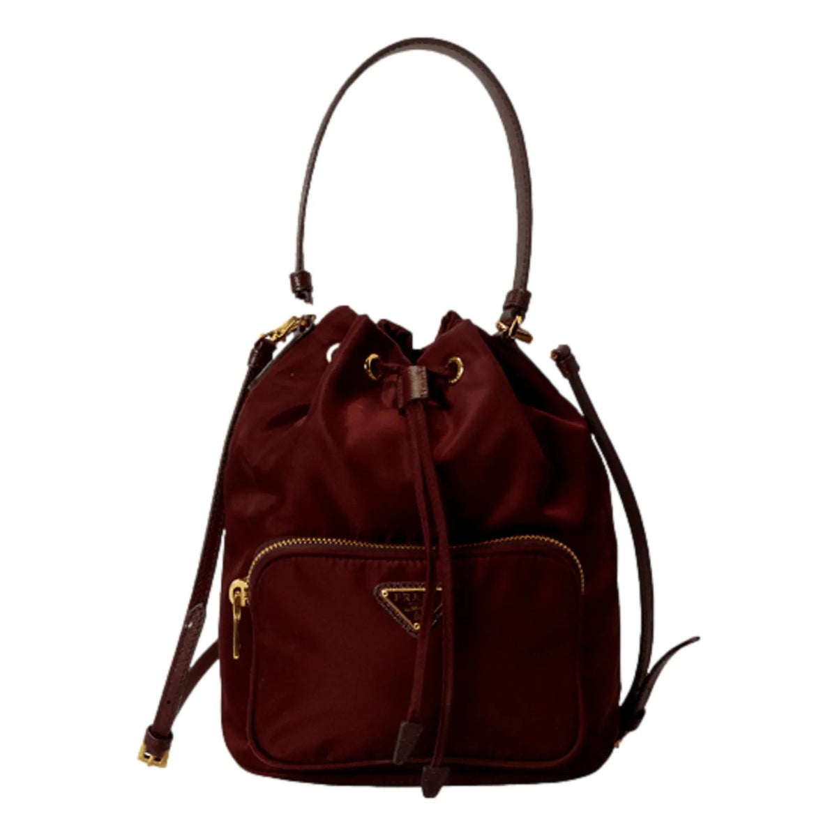 Prada Re - Edition Re - Nylon Duet Mini Bucket Crossbody Bag Granato Burgundy - Handbags - Clayton's Online Store