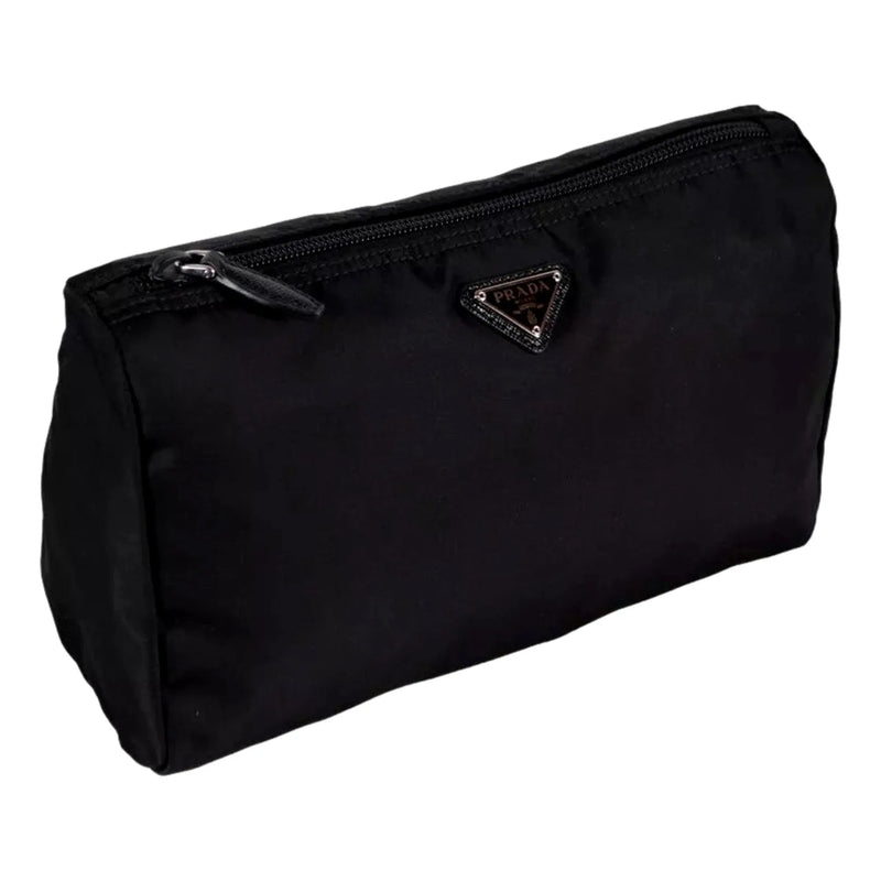 Prada Re - Nylon Necessaire Tessuto Nylon Nero Black Large Pouch Clutch Bag - Handbags - Clayton's Online Store