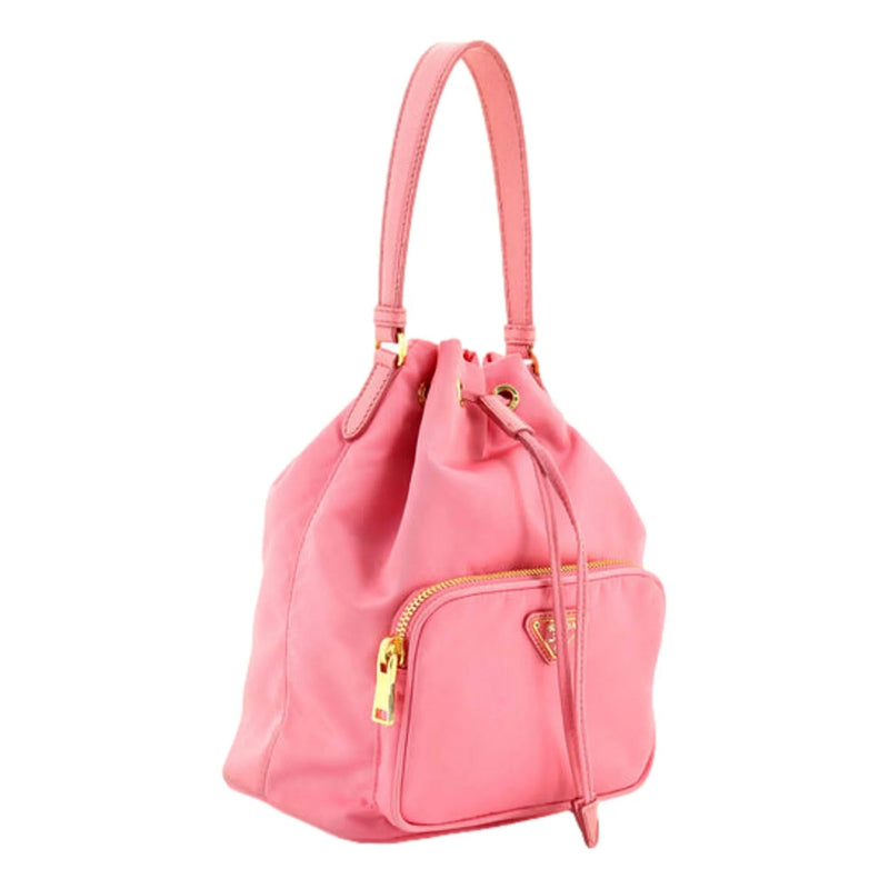 Prada Re - Nylon Saffiano Duet Bucket Crossbody Bag Small Begonia Pink - Handbags - Clayton's Online Store