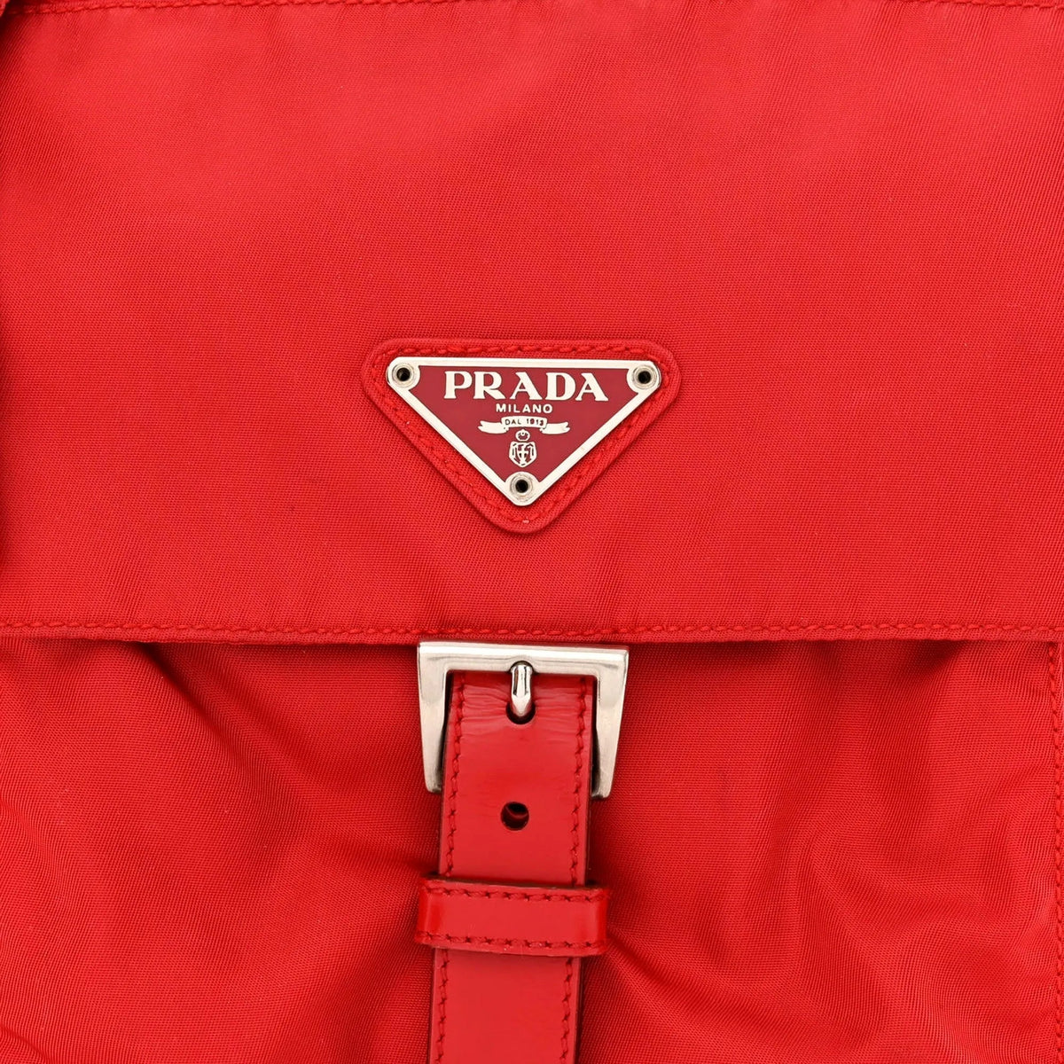 Prada Rosso Pattina Nylon Red Medium Messenger Bag - Handbags - Clayton's Online Store