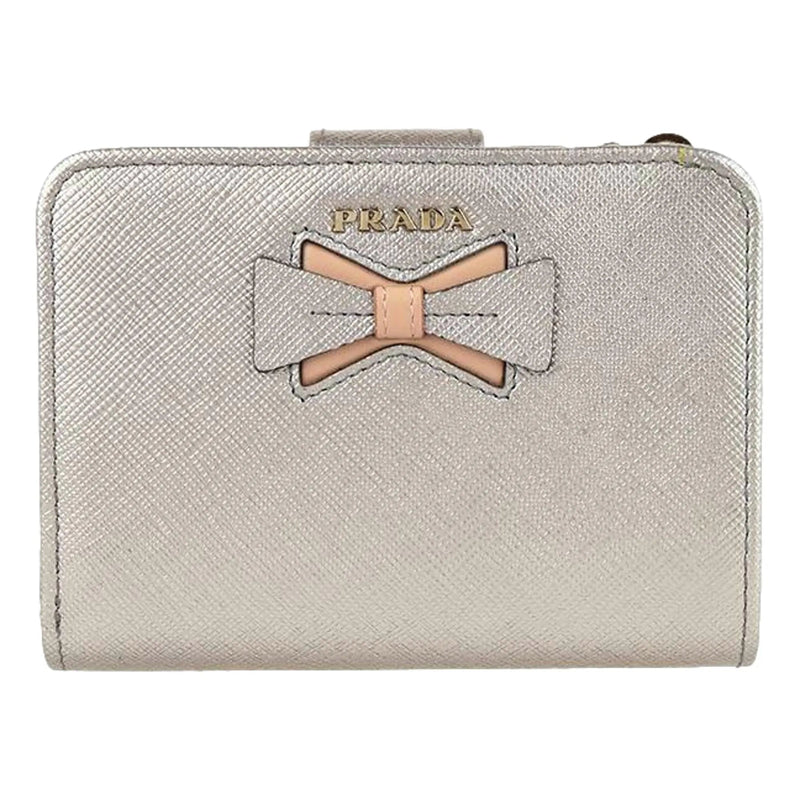 Prada Saffiano Gold Leather Bow Wallet with Coin Pouch - Wallets - Clayton's Online Store