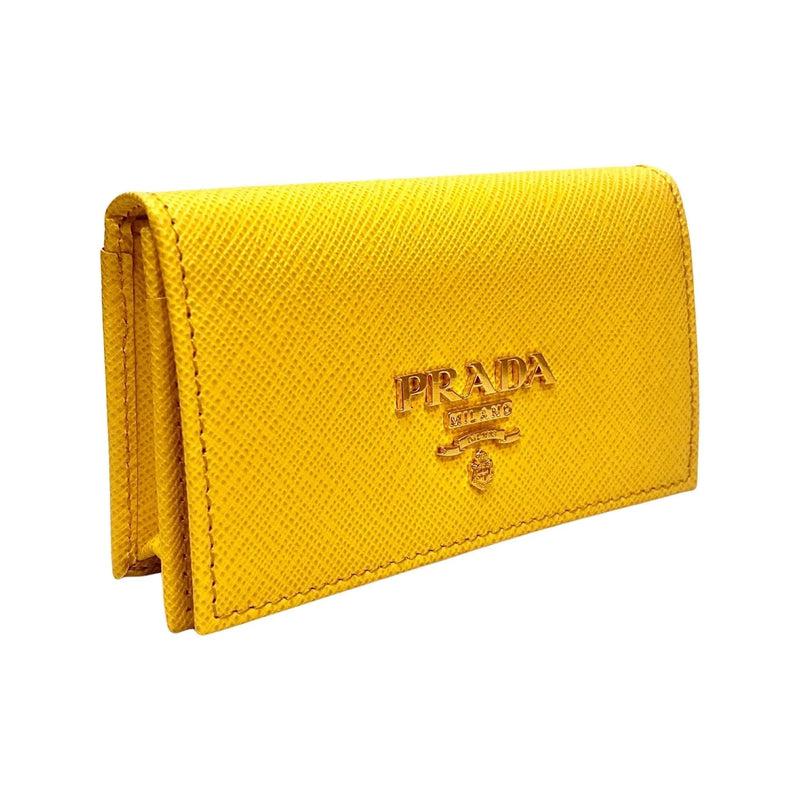 Prada Saffiano Yellow Leather Card Case Wallet - Wallets - Clayton's Online Store