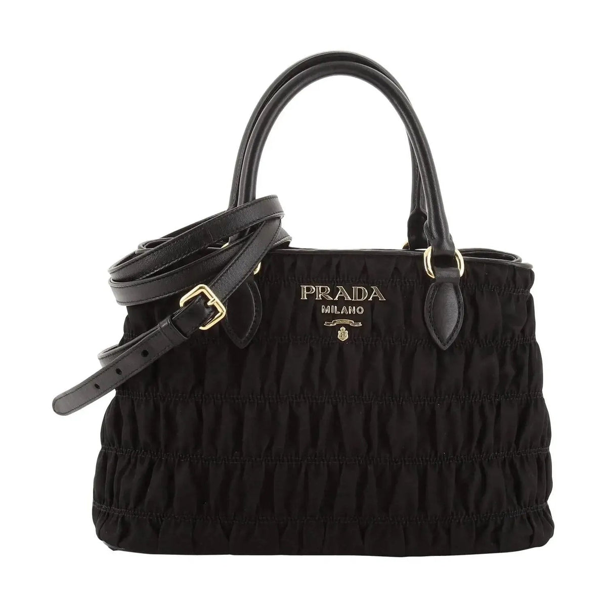 Prada Tessuto Gaufre Nylon Small Black Satchel Handbag - Handbags - Clayton's Online Store