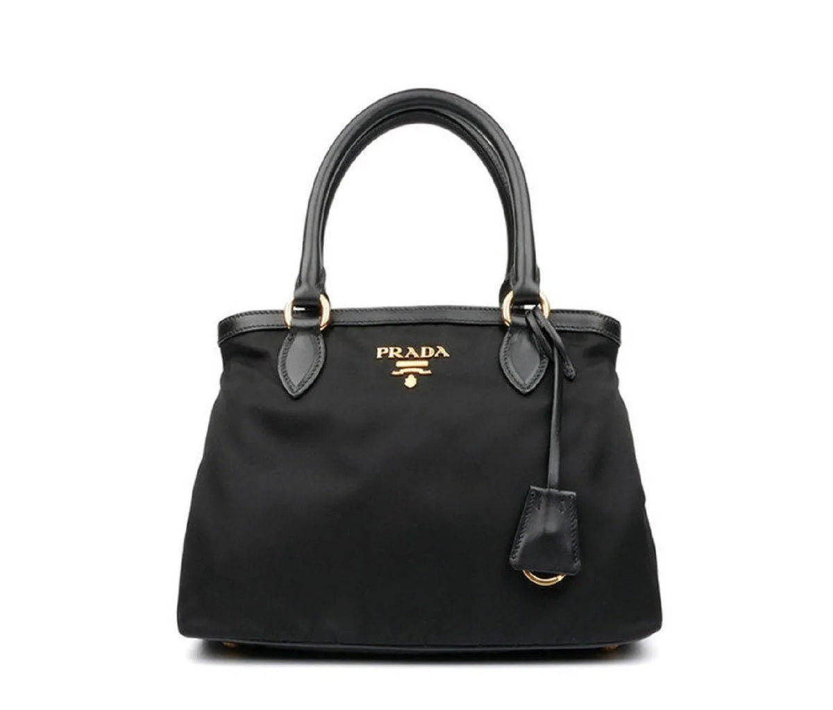 Prada Tessuto Nylon Black Saffiano Medium Handbag Satchel - Handbags - Clayton's Online Store