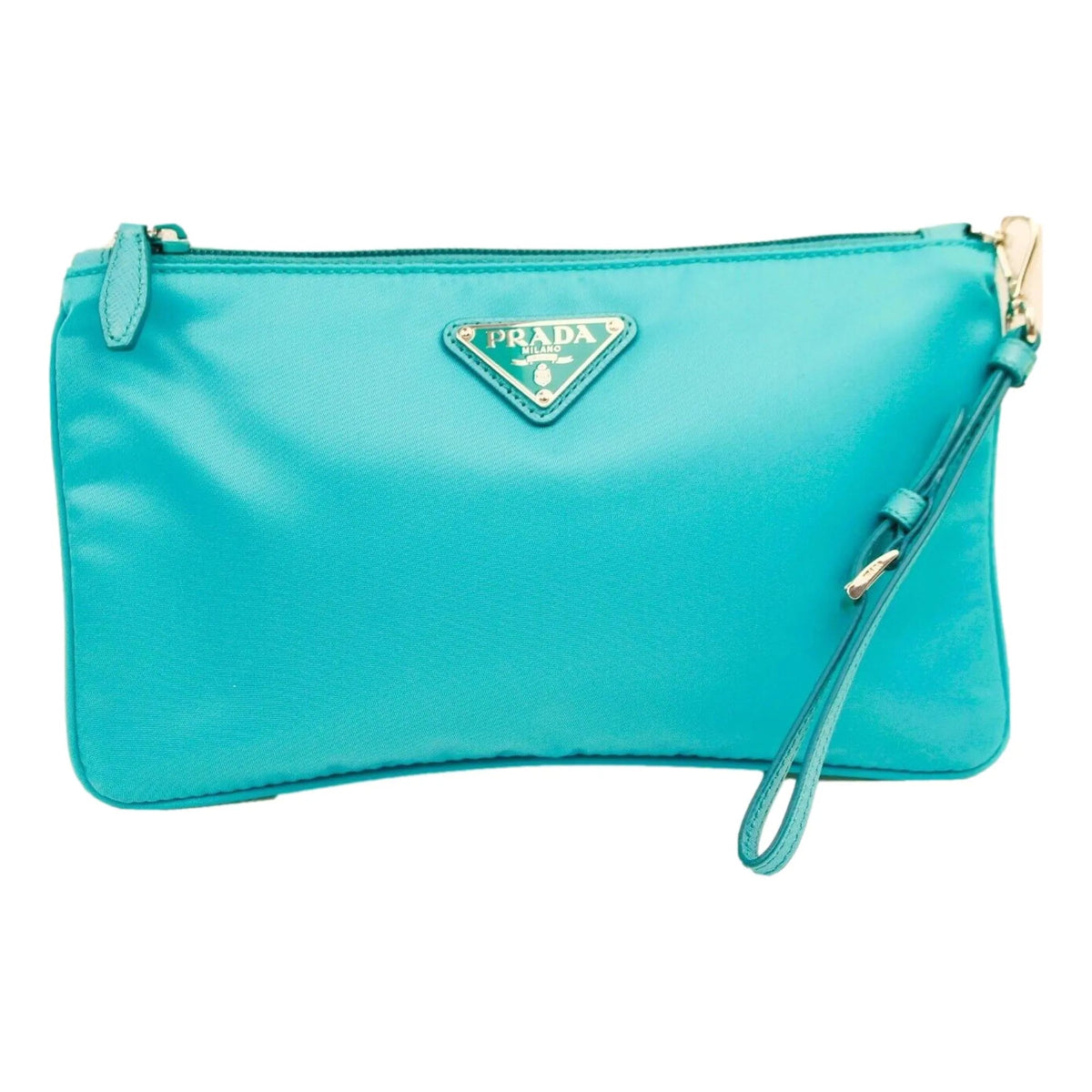 Prada Tessuto Turquoise Nylon Cosmetic Case Wristlet Clutch Bag - Handbags - Clayton's Online Store