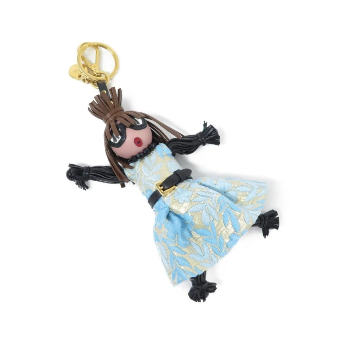 Prada Trick Pelle Azzurro Blue Dress Jasmine Doll Keyring Key Charm - Keychains - Clayton's Online Store