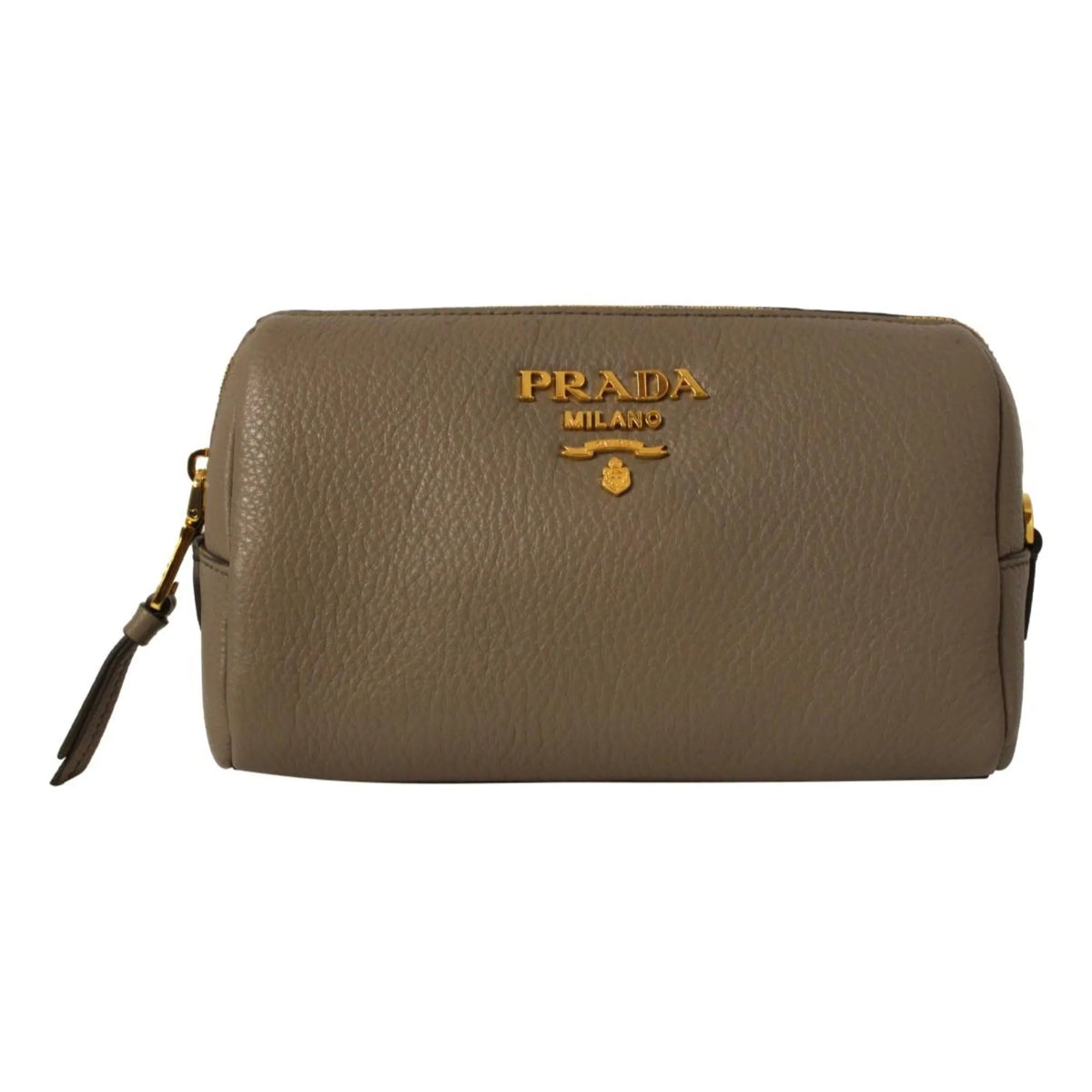 Prada Vitello Daino Argilla Grey Leather Cosmetic Pouch - Handbags - Clayton's Online Store