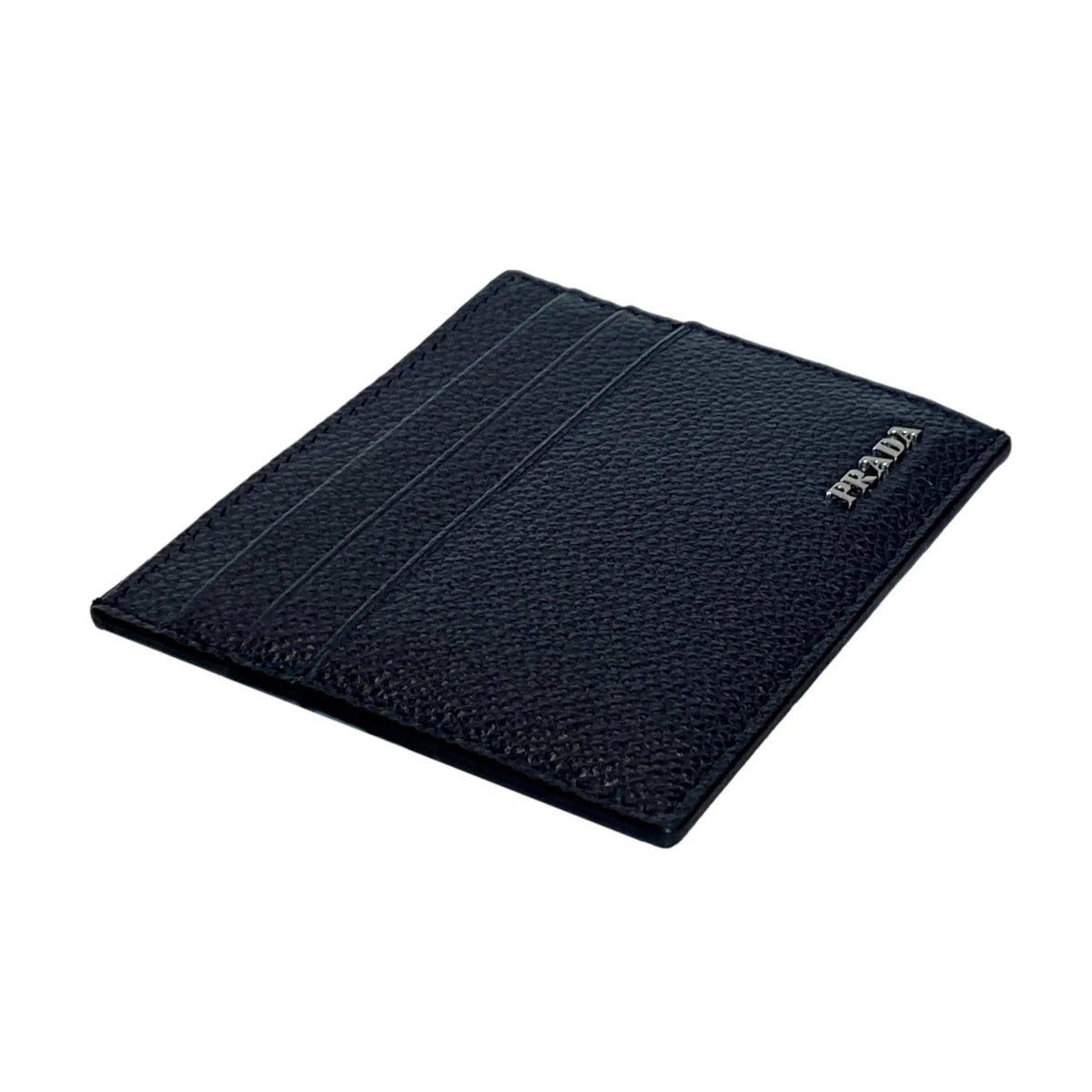 Prada Vitello Micro Grain Leather Baltico Blue Card Holder Wallet - Wallets - Clayton's Online Store