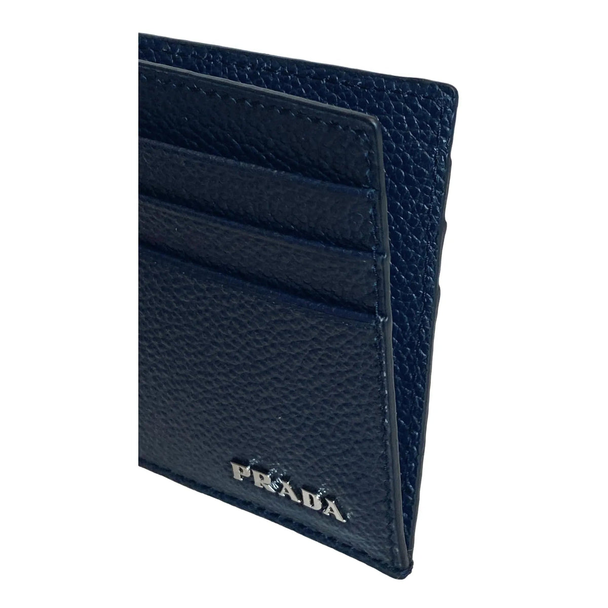 Prada Vitello Micro Grain Leather Baltico Blue Card Holder Wallet - Wallets - Clayton's Online Store