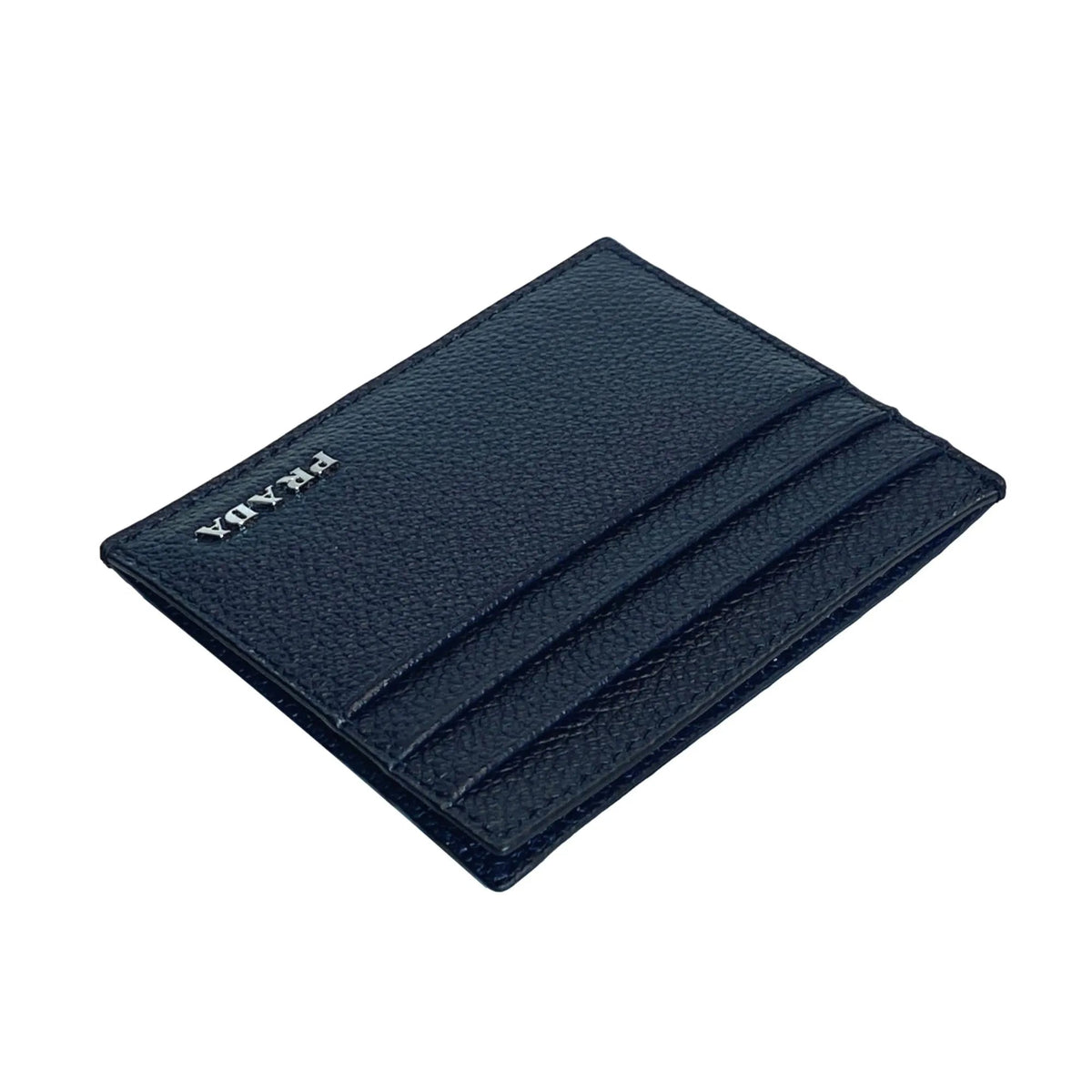 Prada Vitello Micro Grain Leather Baltico Blue Card Holder Wallet - Wallets - Clayton's Online Store